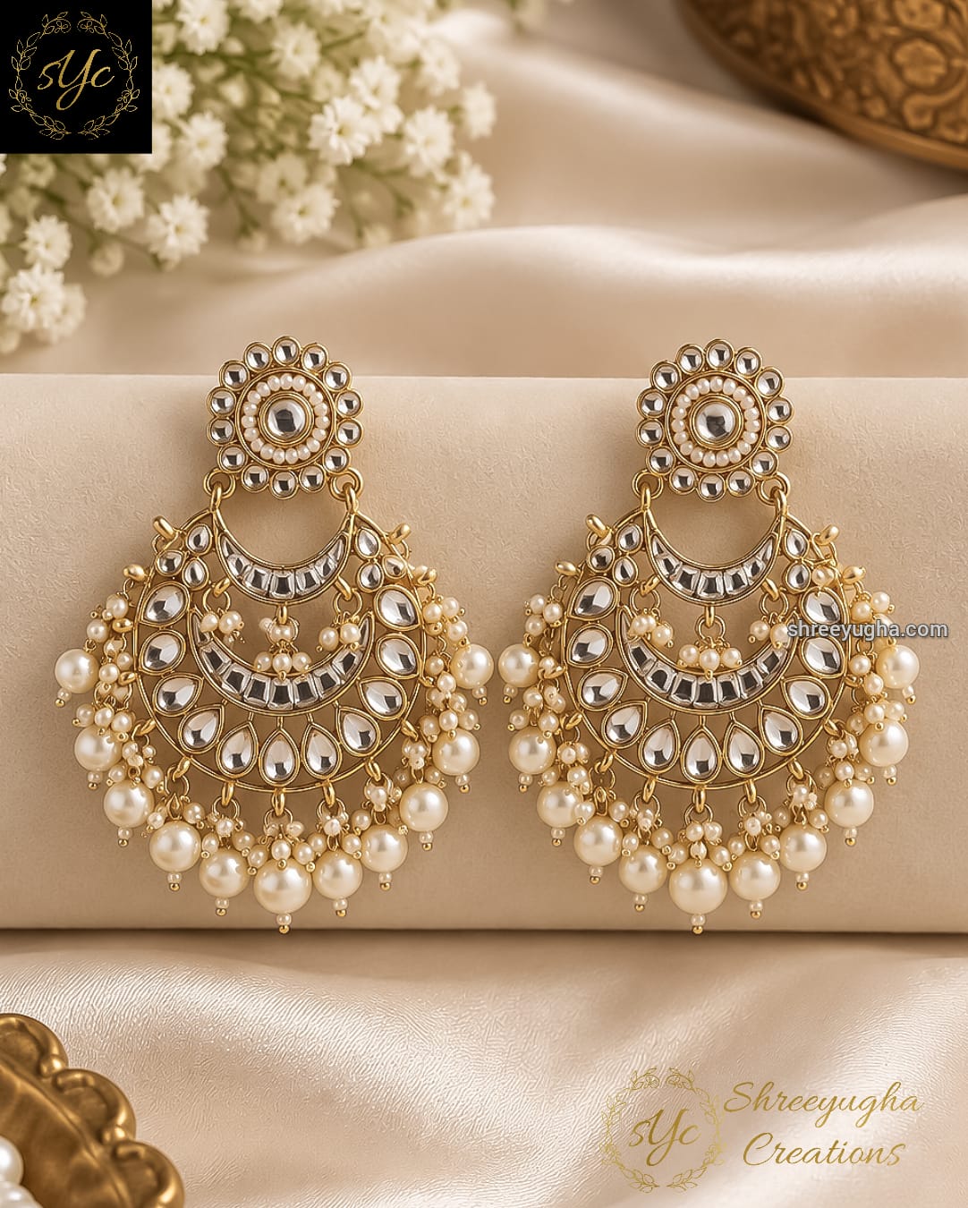 Kundan statement earrings