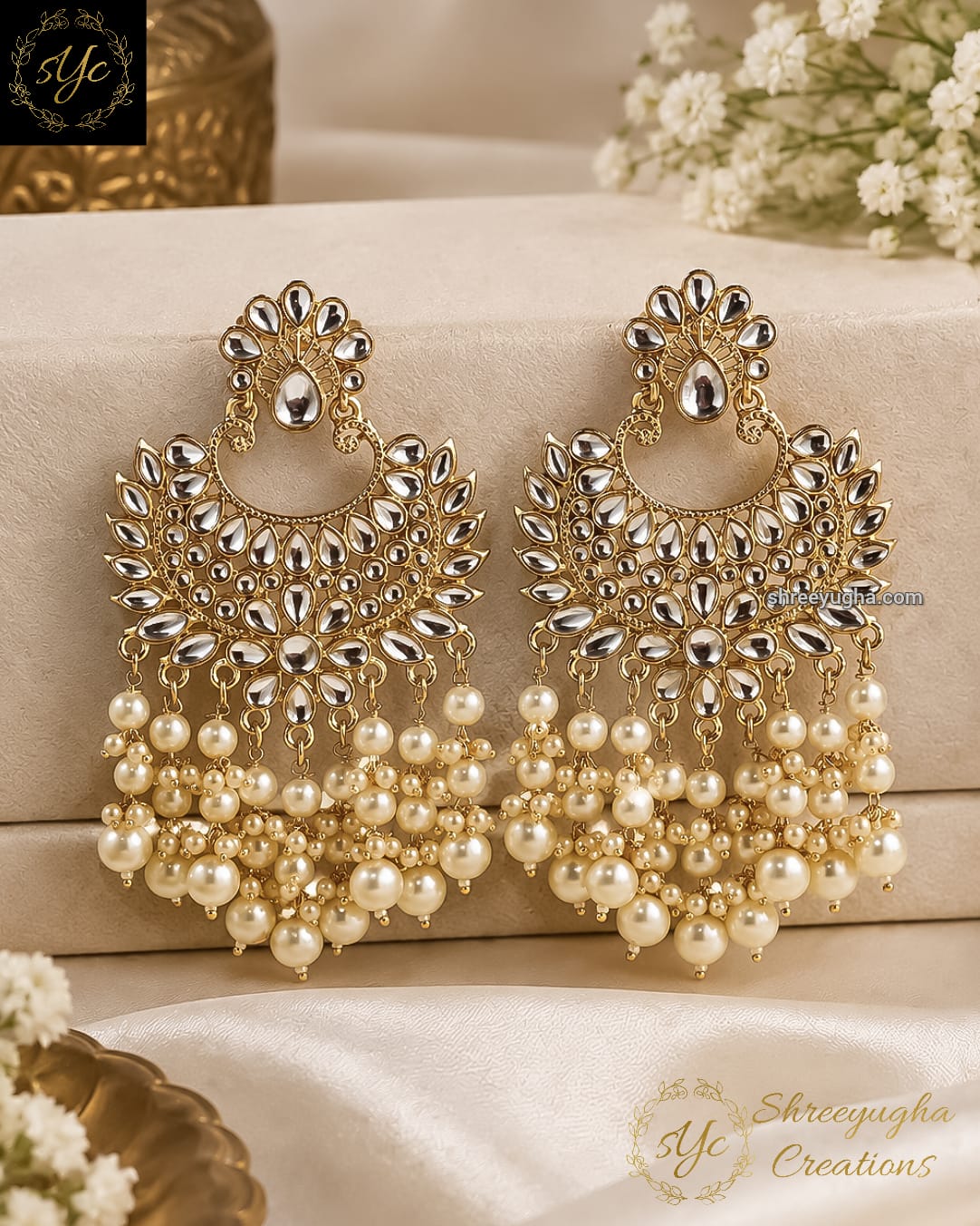 Kundan statement earrings