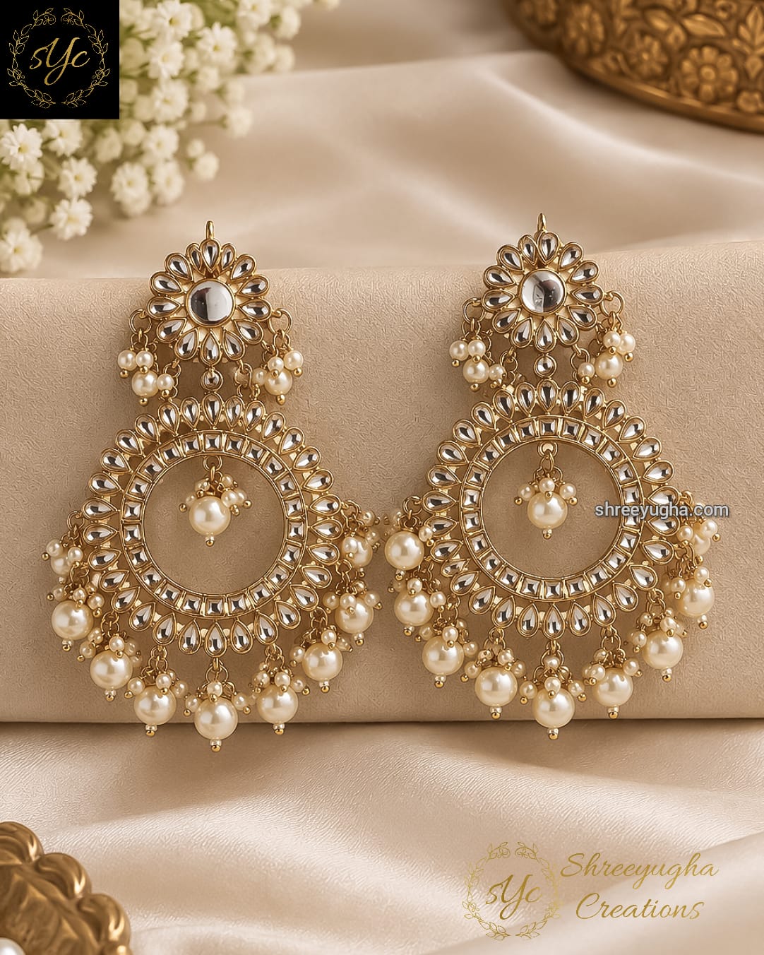 Kundan statement earrings