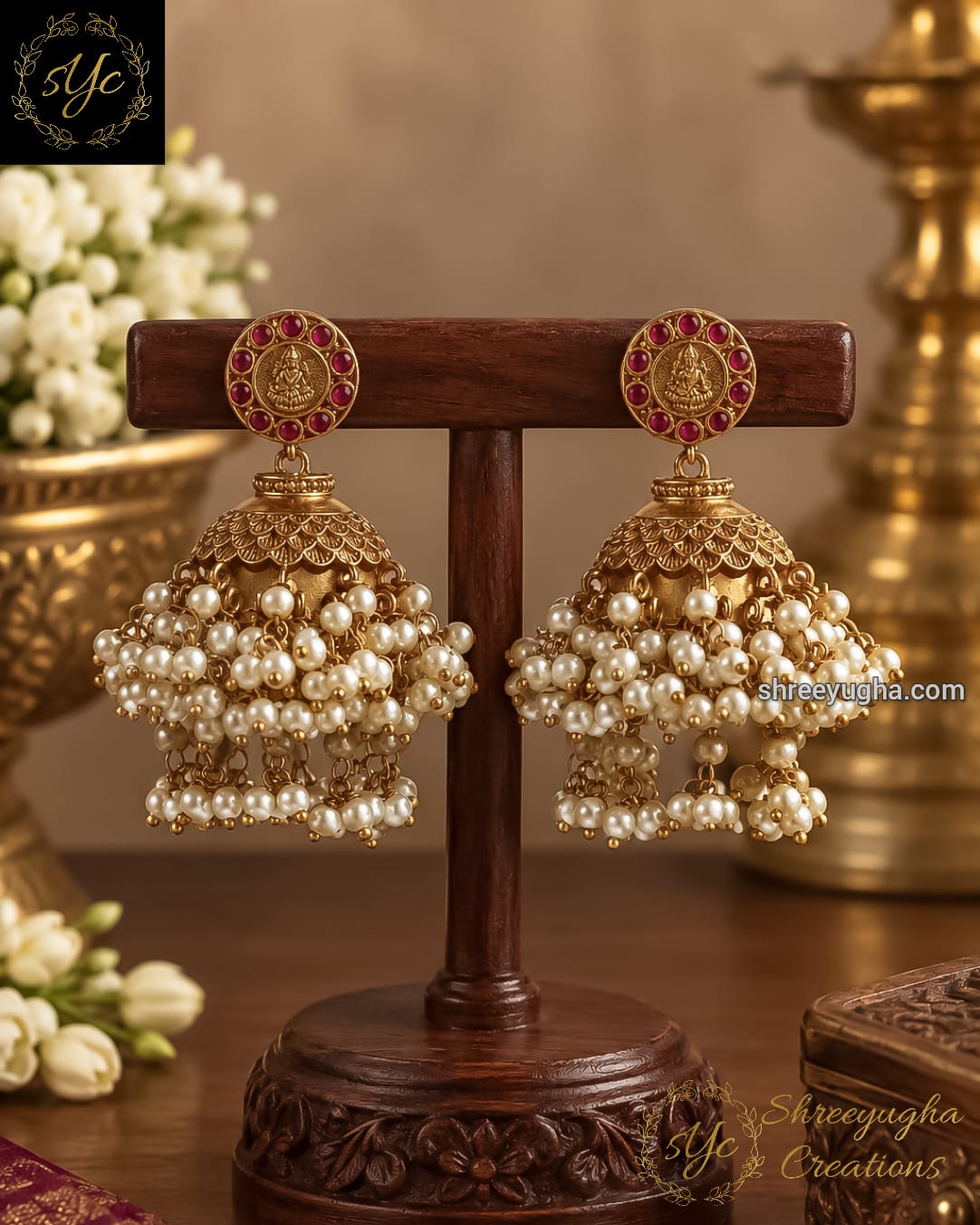 Beautiful cluster pearl jhumka