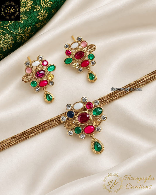 Beautiful NAVRATNA choker set