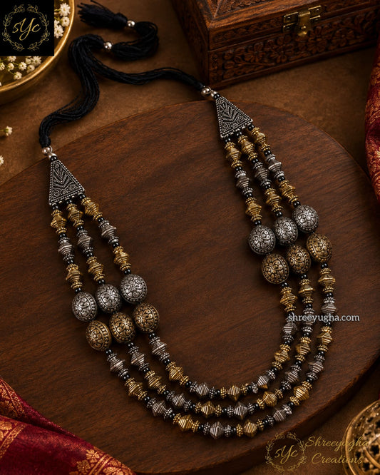 Vintage three layer silver statement neckpiece