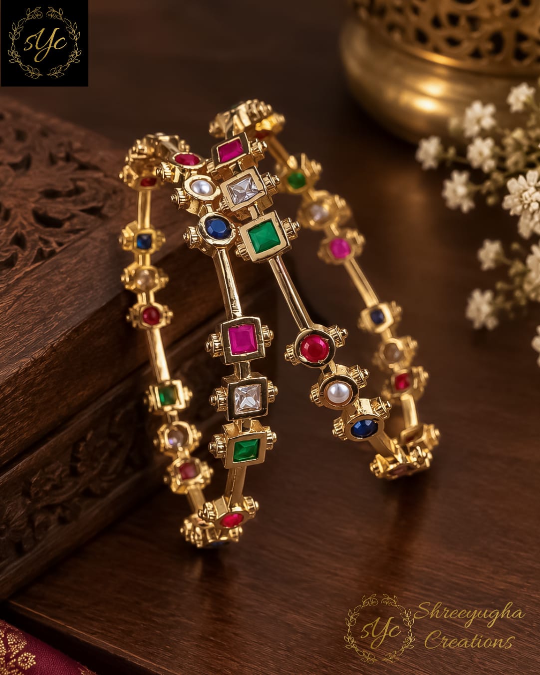 Premium quality NAVRATNA stone bangles
