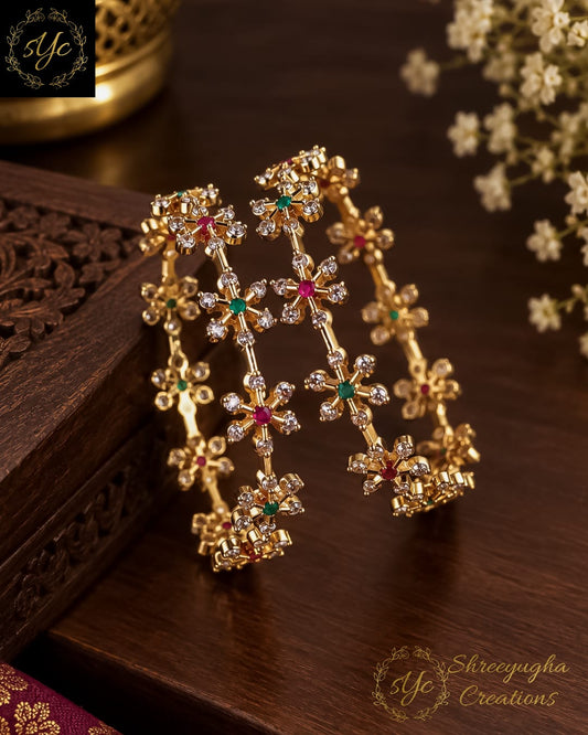 Zirconia stone flower bangles