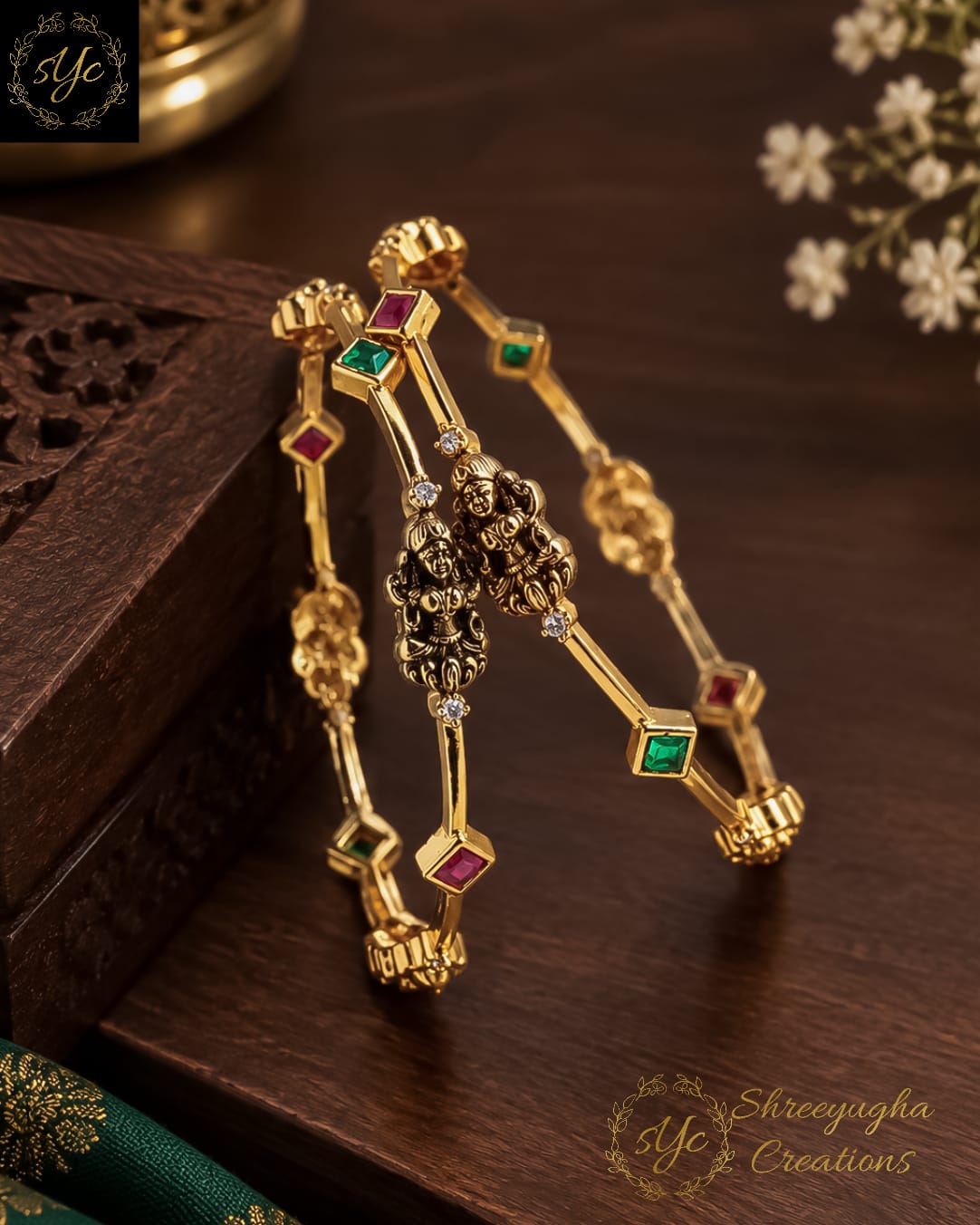 Antique gold lakshmi bangles