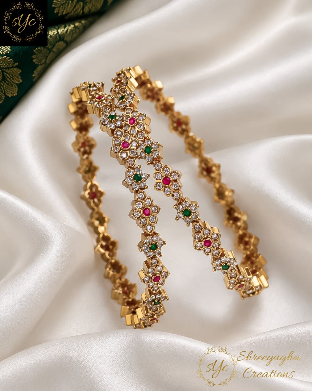 Beautiful flower diamond bangles
