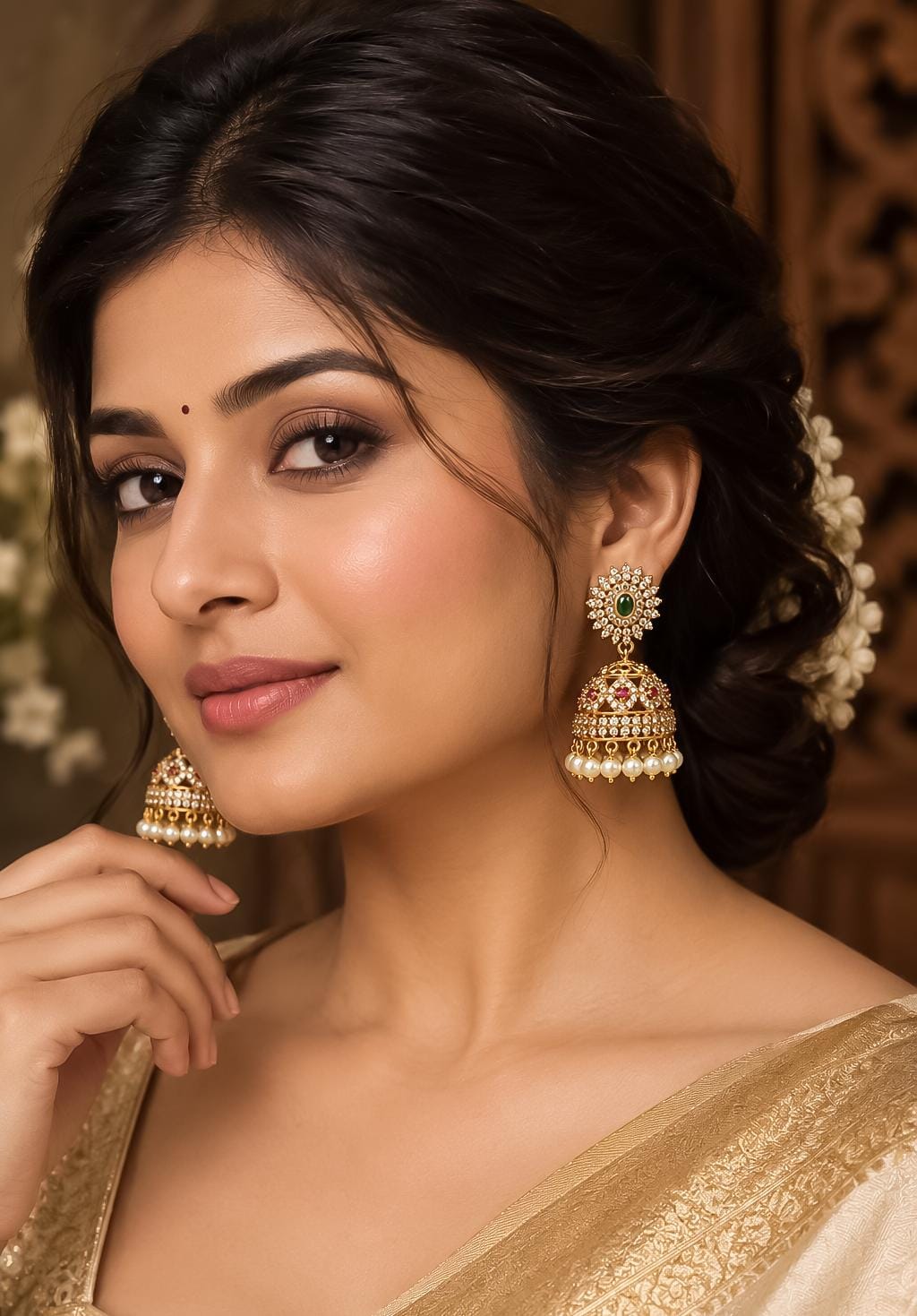 Emeralika diamond Jhumkas