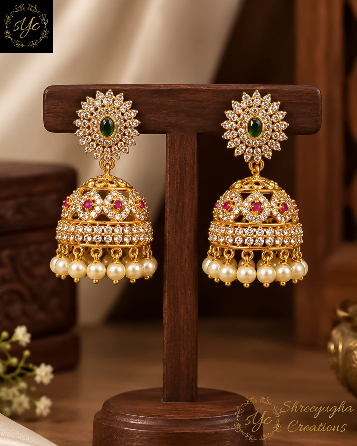 Emeralika diamond Jhumkas
