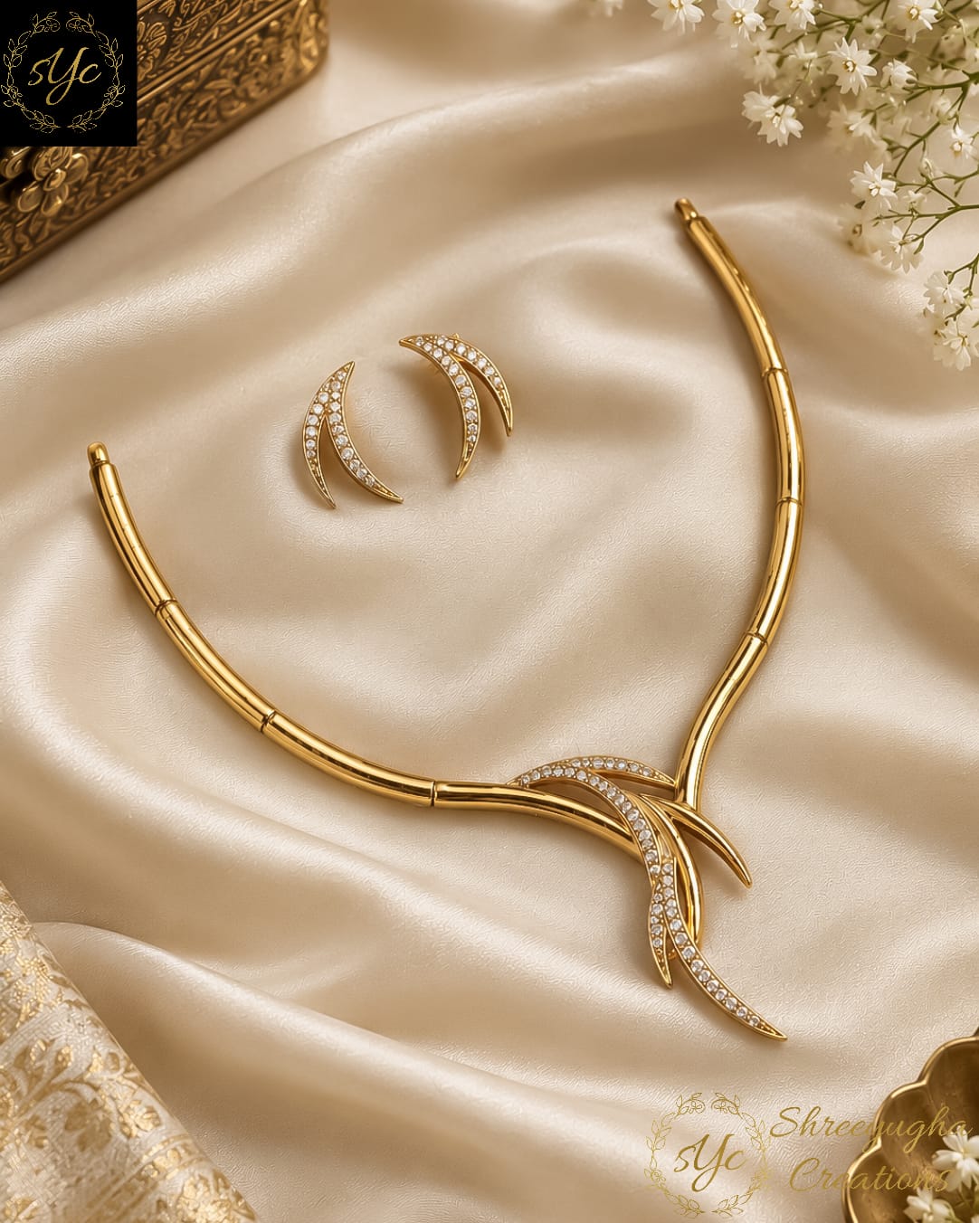 Tara diamond necklace with earrings