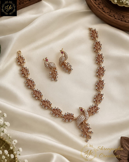 Peacock diamond neckset