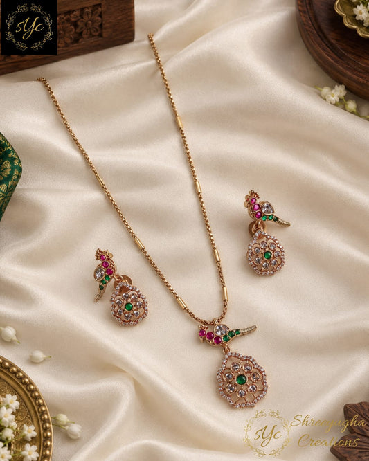 Parrot long chain with earrings