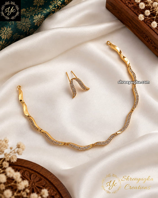 Minimal designer diamond neckset