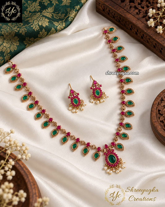 Premium long pakala maala with earrings