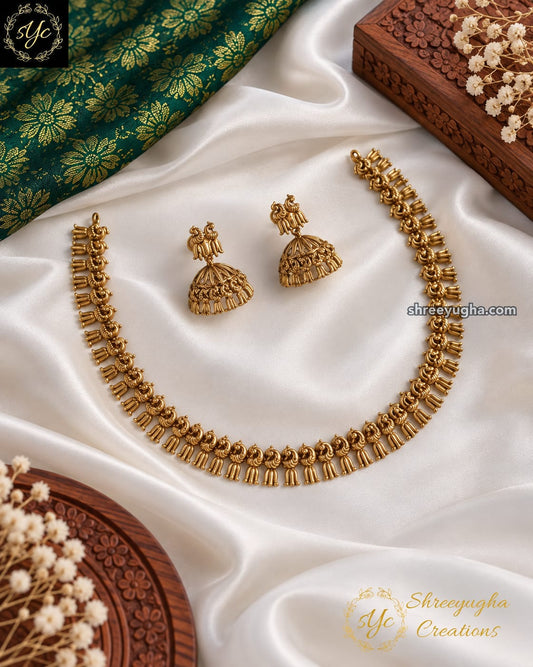 Tradition peacock necklace with jhumkas
