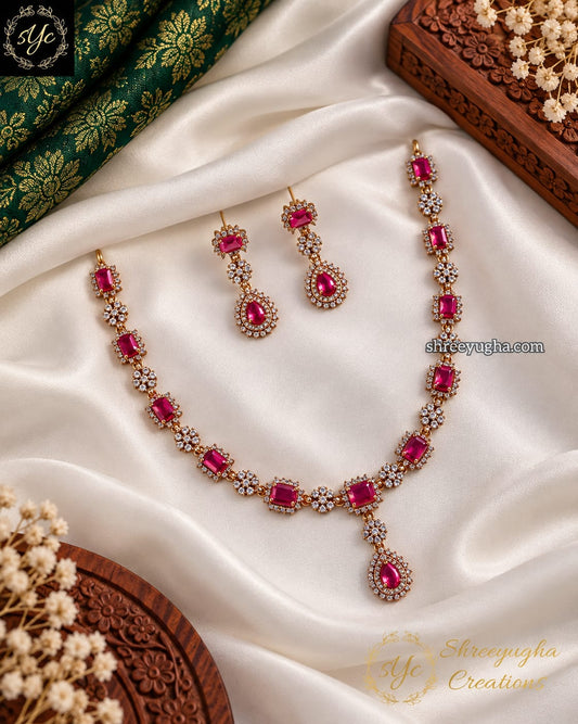 Premium Ruby and Diamond neckset