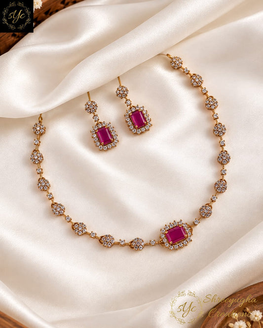 Simple Ruby & Diamond neckset