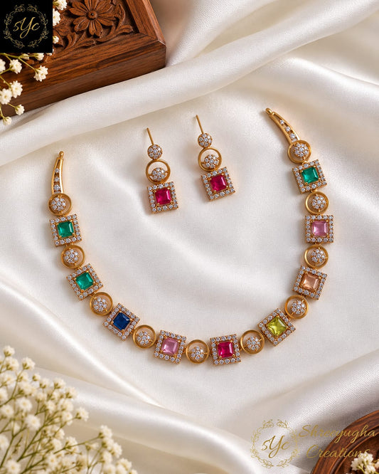 Premium NAVRATNA stone neckset