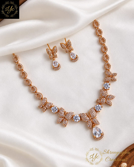 Dazzling Butterfly Diamond neckset