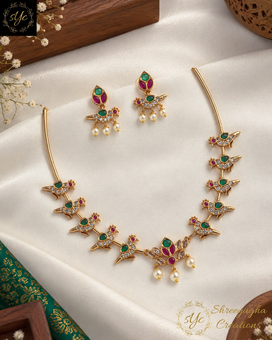Meenakshi parrot necklace set