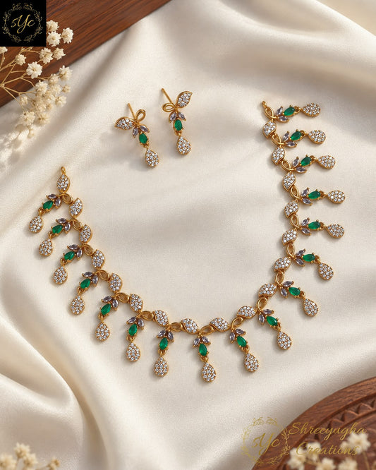 Emerald Drizzle necklace set