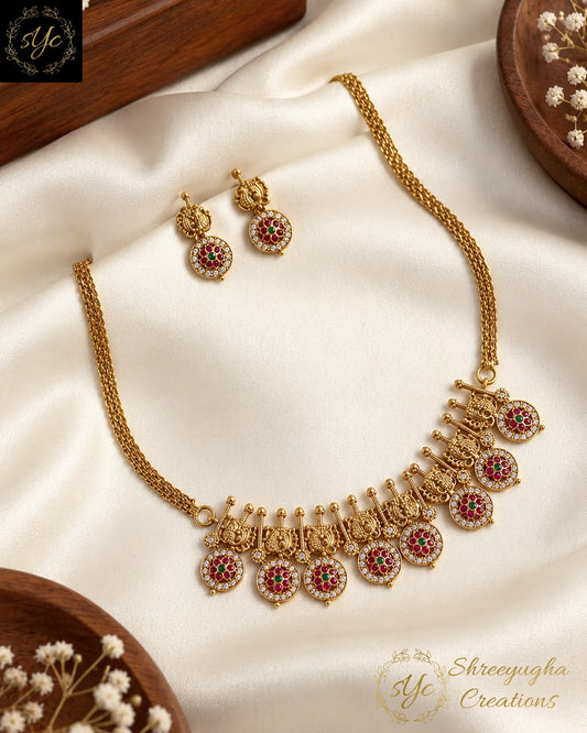 Peacock coin neckset with earrings
