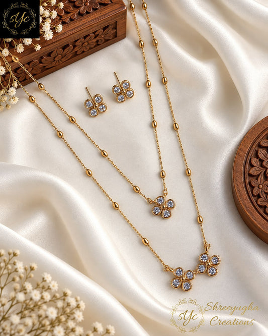 Classy 2 layer diamond neckset