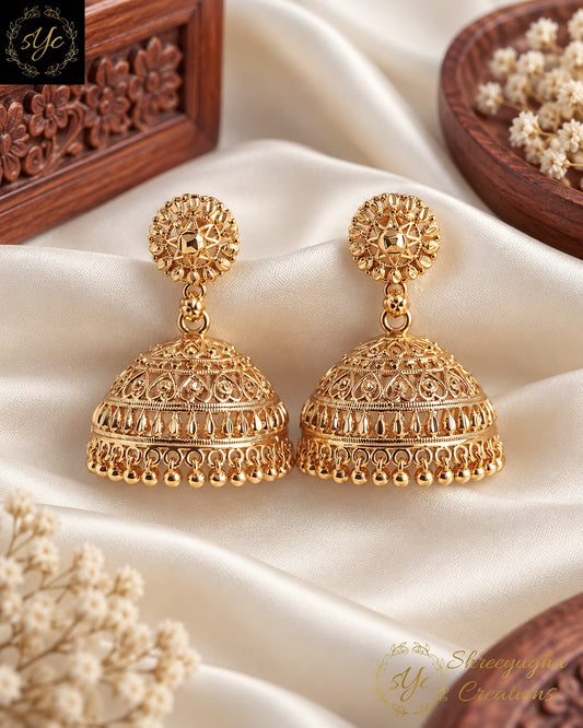 22k gold plated light weight jhumkas