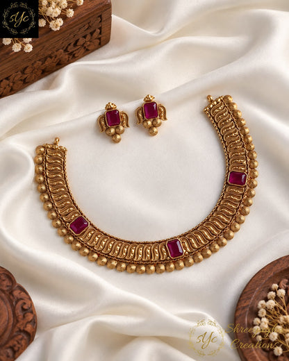 Premium quality antique gold neckset