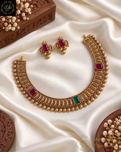 Premium quality antique gold neckset