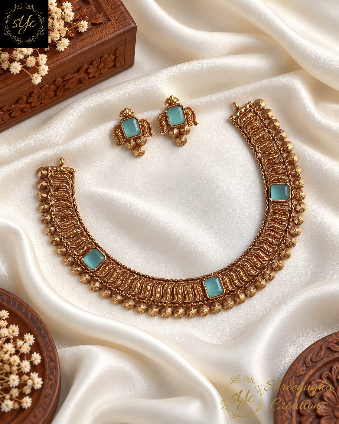 Premium quality antique gold neckset