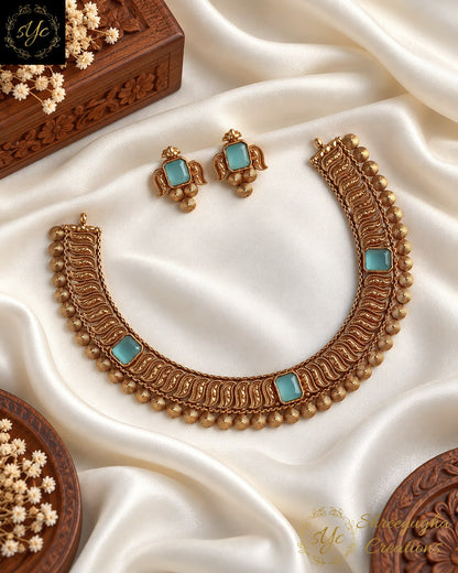 Premium quality antique gold neckset