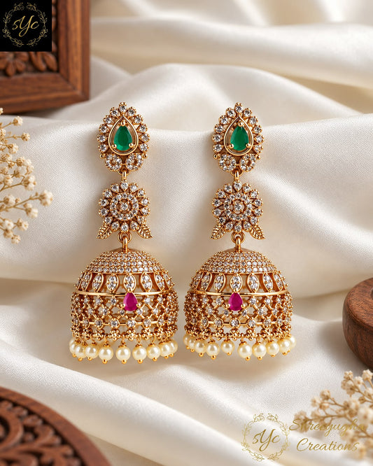 Best seller Ruby, Emerald & Diamond jhumkas