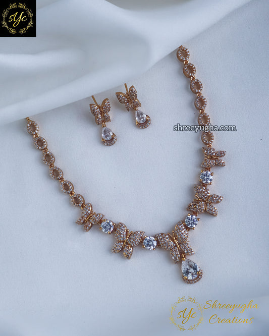 Dazzling Butterfly Diamond neckset