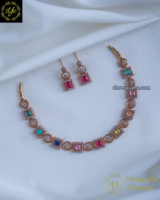 Premium NAVRATNA stone neckset