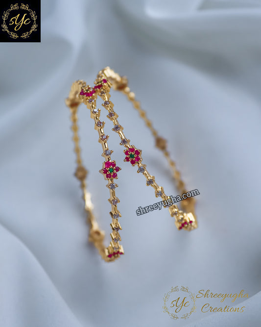 Ruby emerald flower bangles