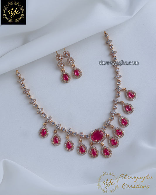Beautiful tear drop ruby neckset